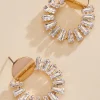 Women Versona Baguette Circle Earrings