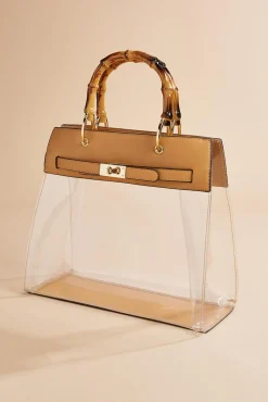 Women Versona Bamboo Handle Clear Satchel