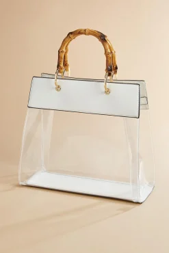 Women Versona Bamboo Handle Clear Satchel