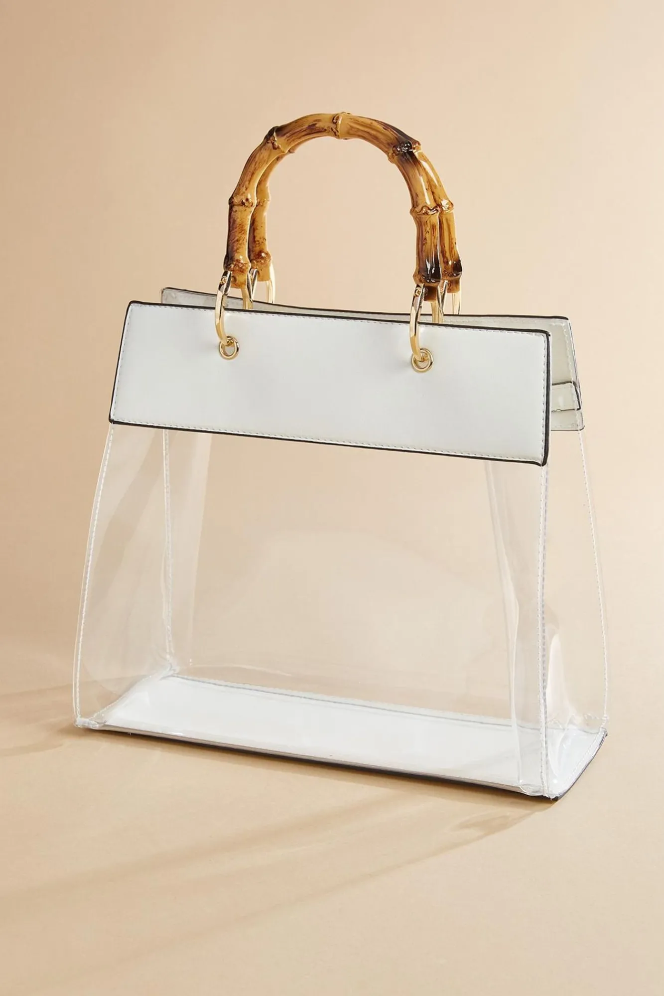 Women Versona Bamboo Handle Clear Satchel