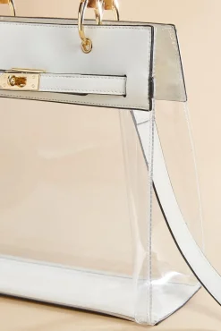 Women Versona Bamboo Handle Clear Satchel