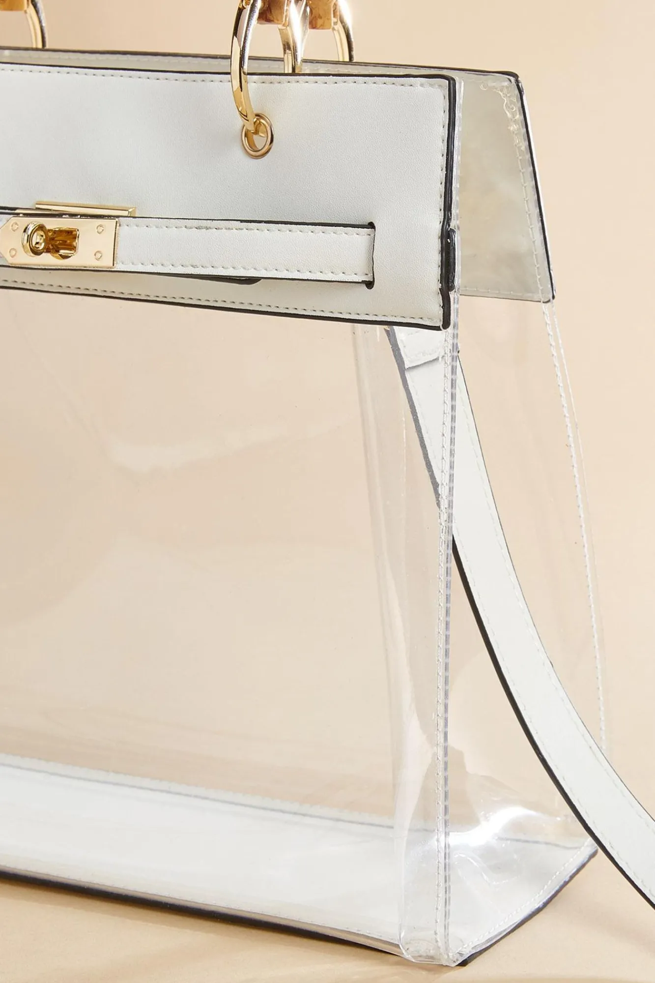 Women Versona Bamboo Handle Clear Satchel