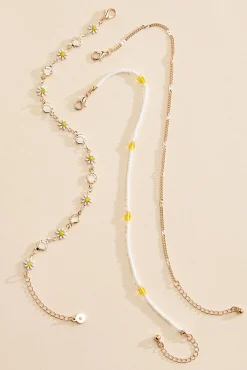 Women Versona Beaded Daisy Chain Anklet Set
