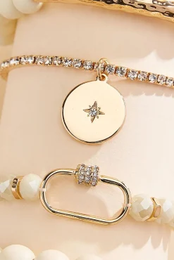 Women Versona Beige Beaded Bracelet Set