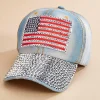 Women Versona Bling Flag Patch Denim Baseball Hat