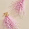 Women Versona Butterfly Feather Fringe Earrings