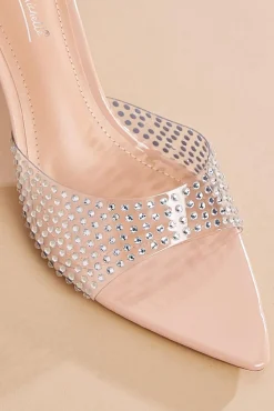 Women Versona Clear Studded Band Heels