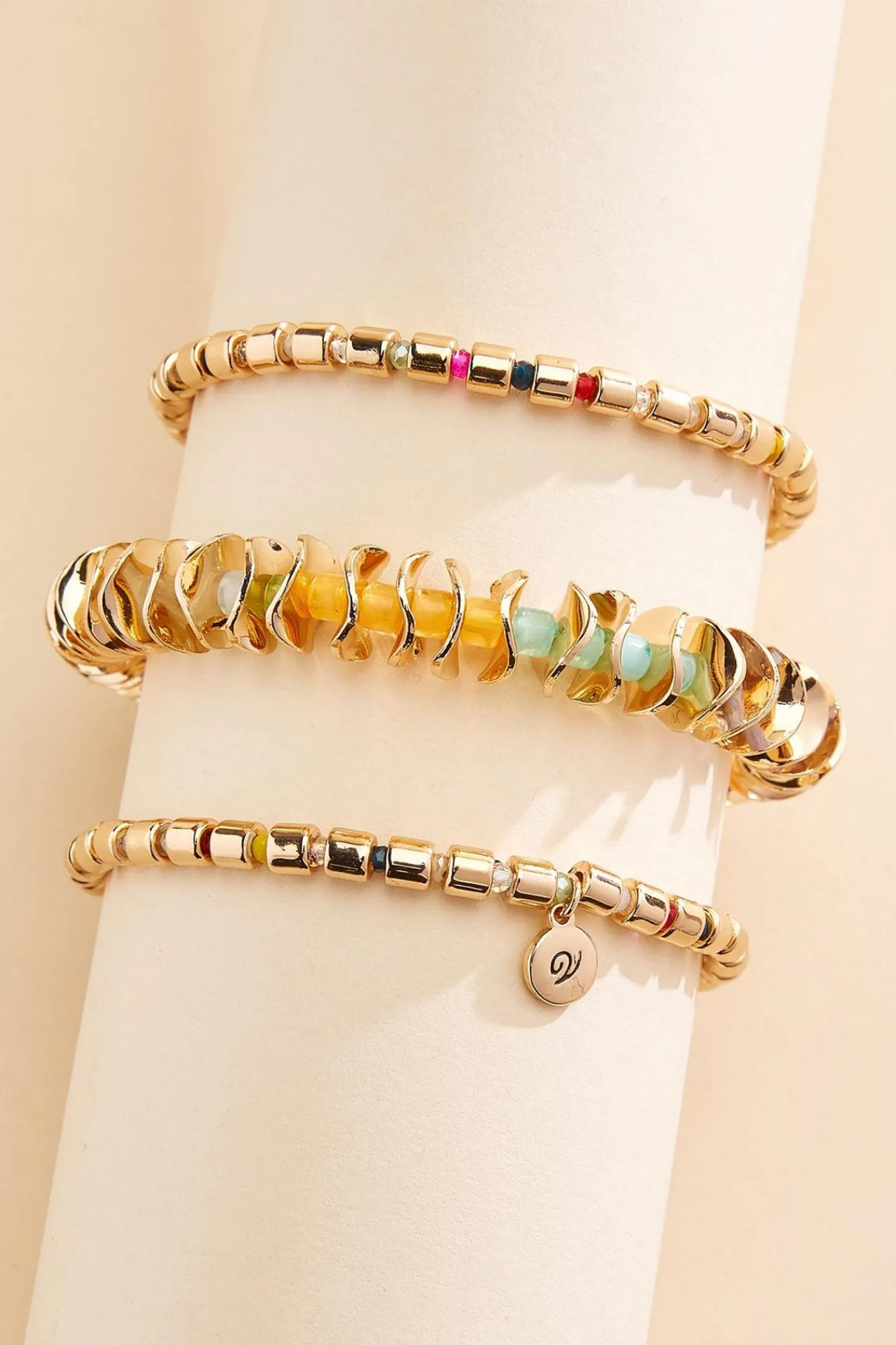 Women Versona Color Gold Bead Bracelet Set