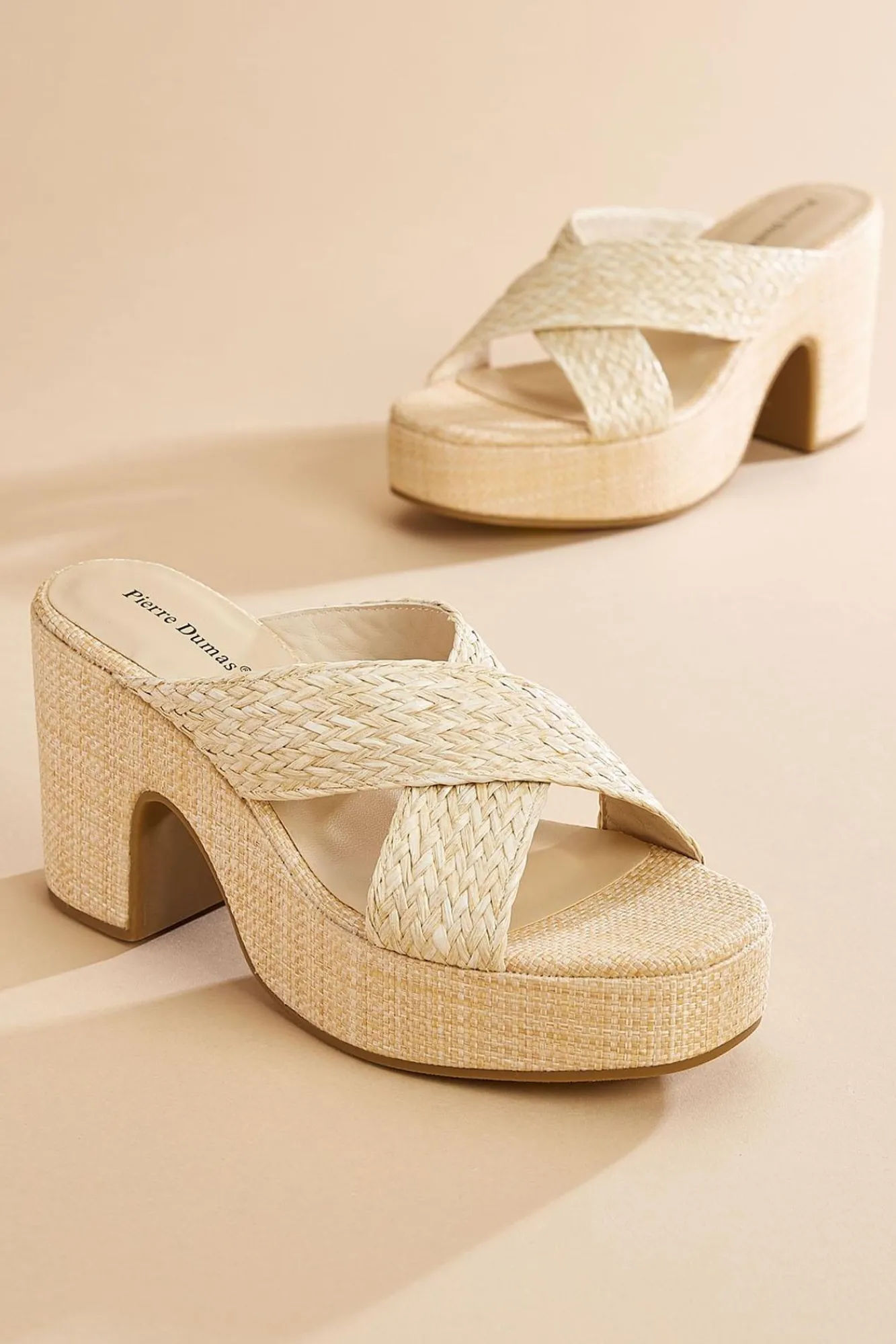Women Versona Crossover Band Raffia Heels