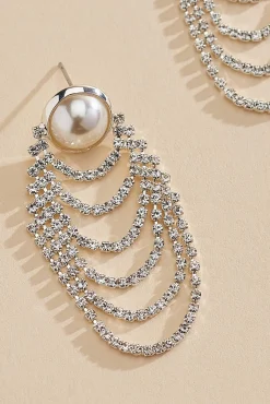 Women Versona Draped Rhinestone Dangle Earrings