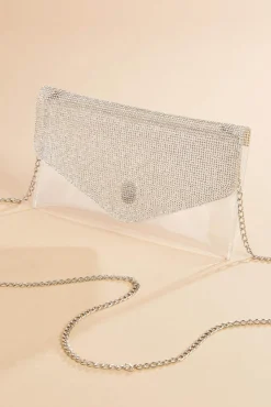 Women Versona Embellished Flap Clear Crossbody
