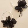 Women Versona Embellished Floral Hoop Earrings