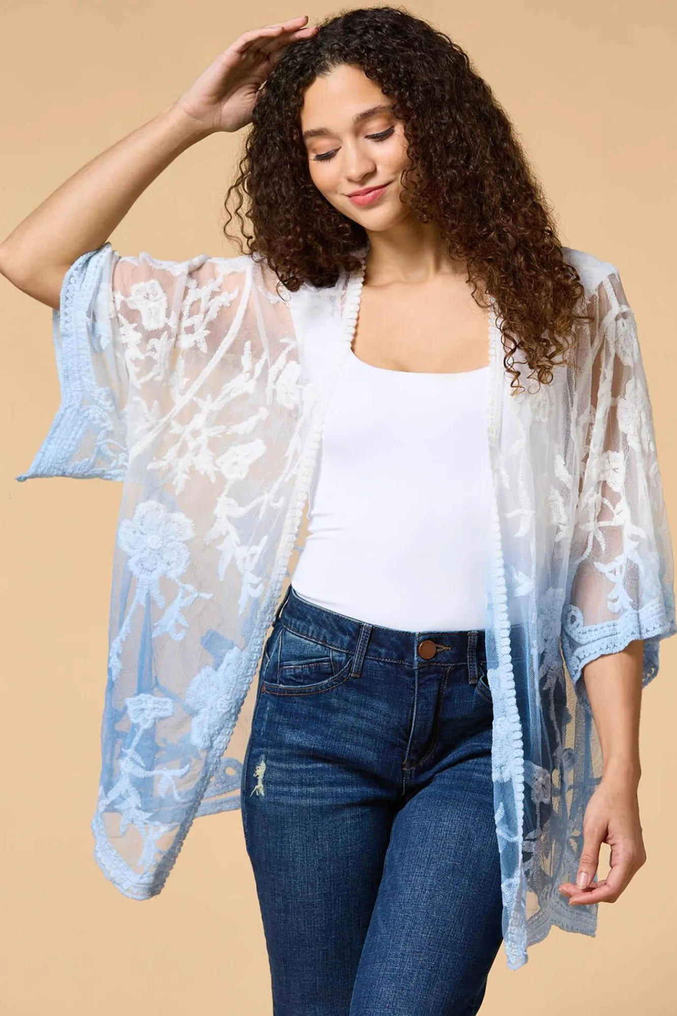 Women Versona Fade Into Blue Kimono