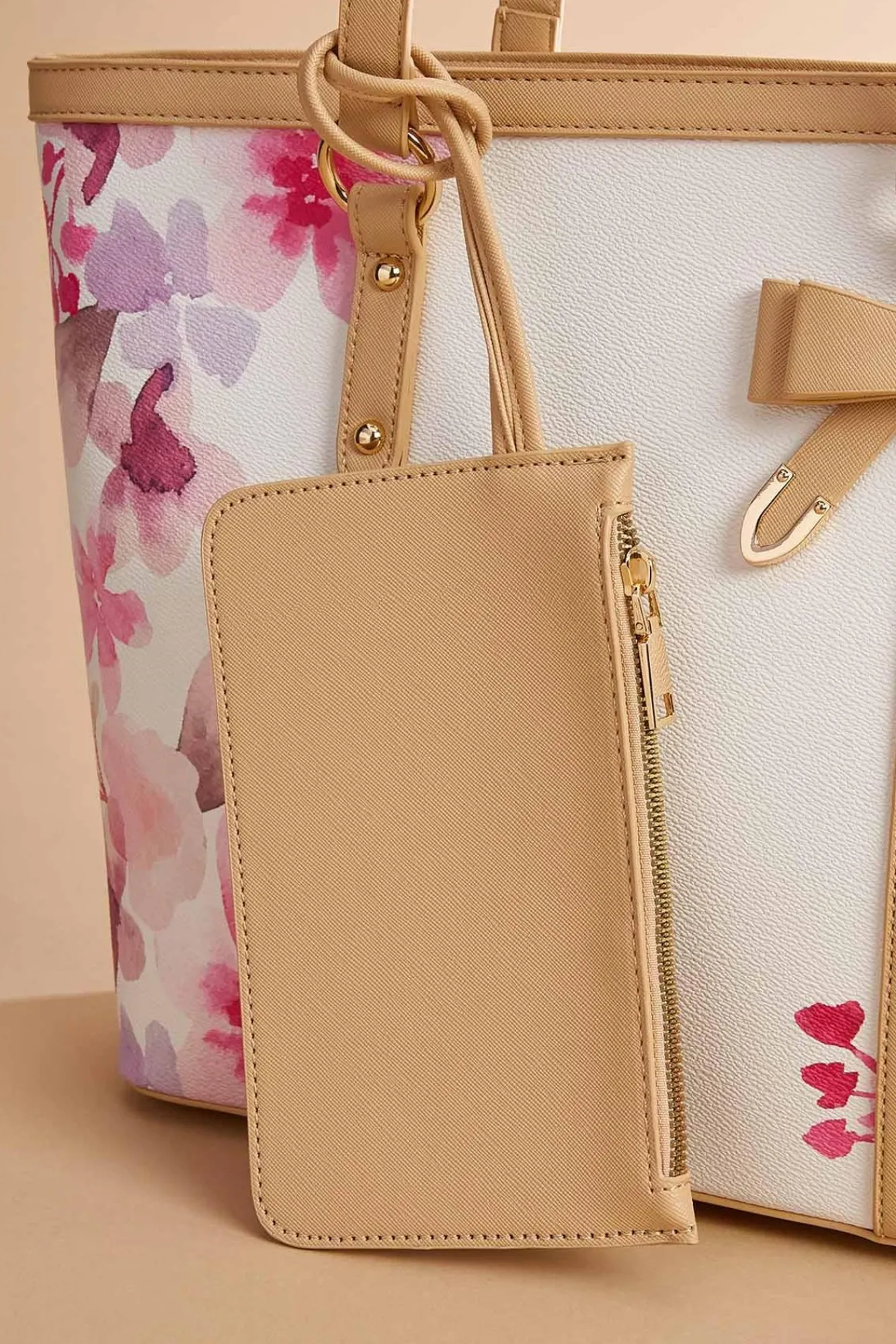 Women Versona Faux Leather Floral Tote Bag Set