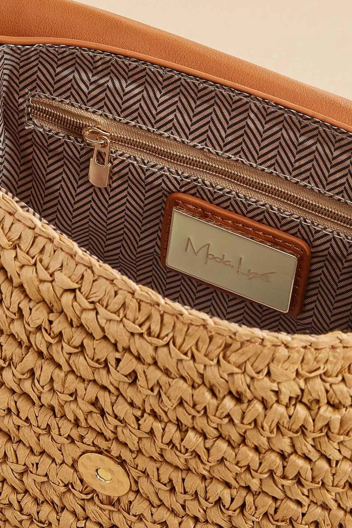 Women Versona Faux Leather Trim Straw Crossbody