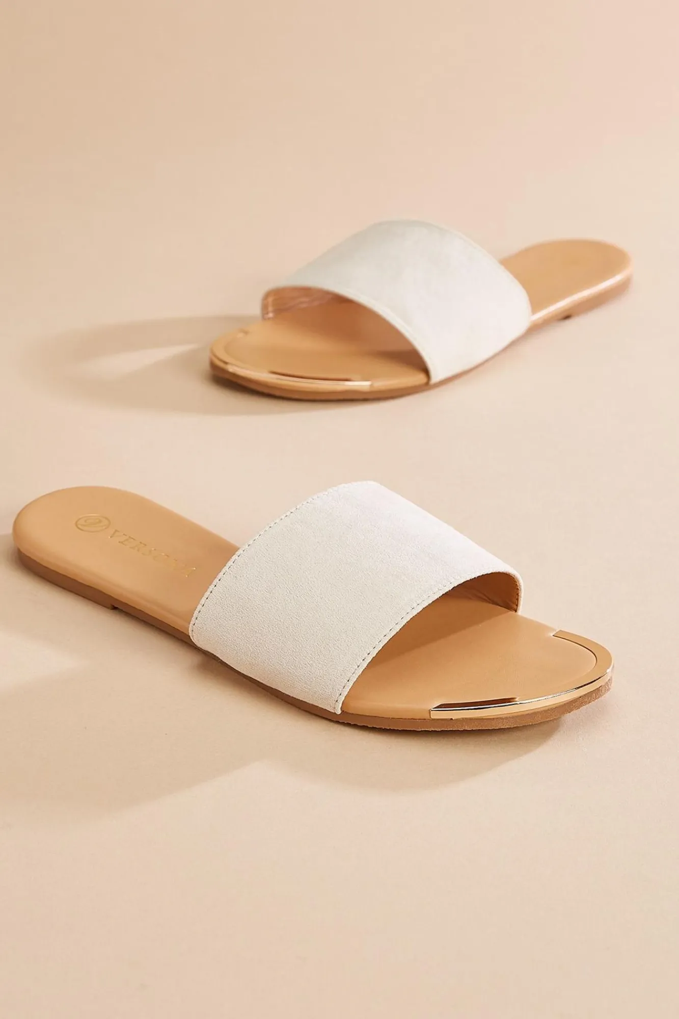 Women Versona Faux Suede Metallic Trim Sandals