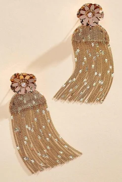 Women Versona Floral Fringe Earrings