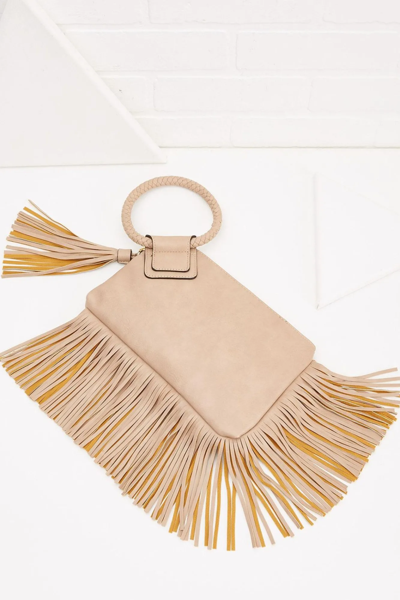 Women Versona Fringe Ring Handle Wristlet