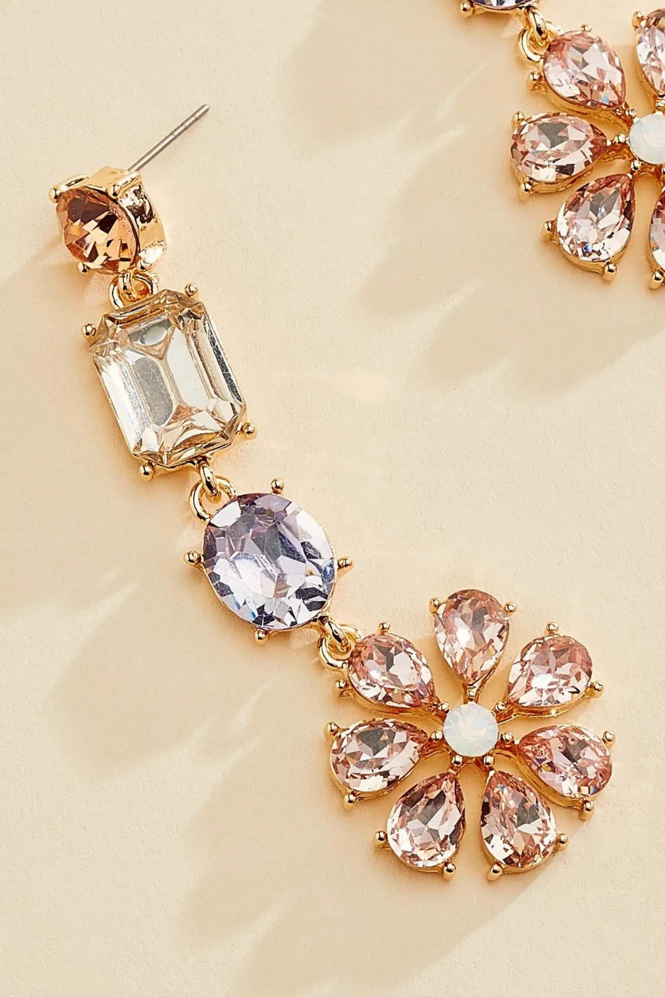 Women Versona Gold Flower Linear Earrings