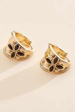Women Versona Hammered Gold Hinge Hoop Earrings