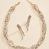 Women Versona Intertwining Rhinestone Necklace And Earrings Set