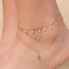 Women Versona Layered Beaded Cross Charm Anklet