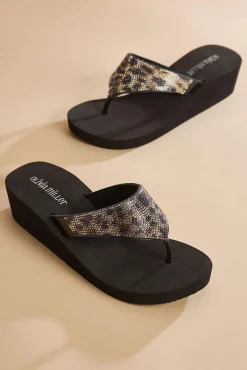 Women Versona Leopard Bling Wedge Sandals