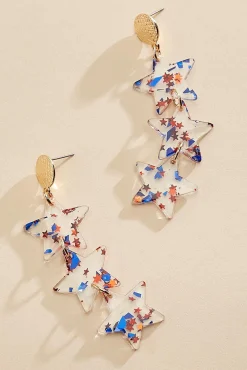 Women Versona Linear Americana Star Earrings