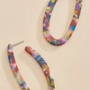 Women Versona Marbled Oval Hoop Earrings