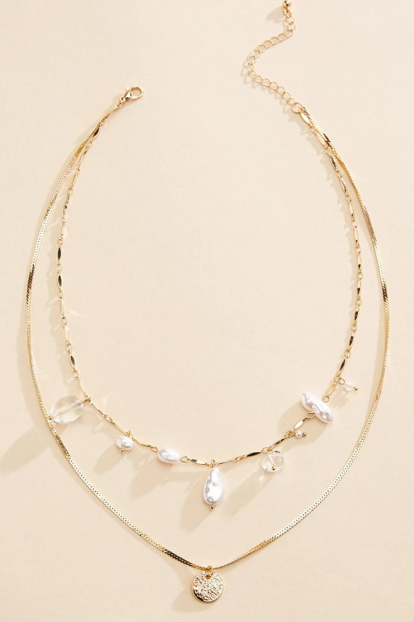 Women Versona Mixed Chain Pearly Layered Necklace