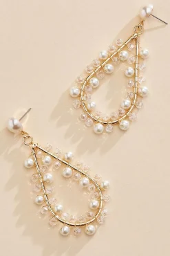 Women Versona Open Pearl Tear Earrings