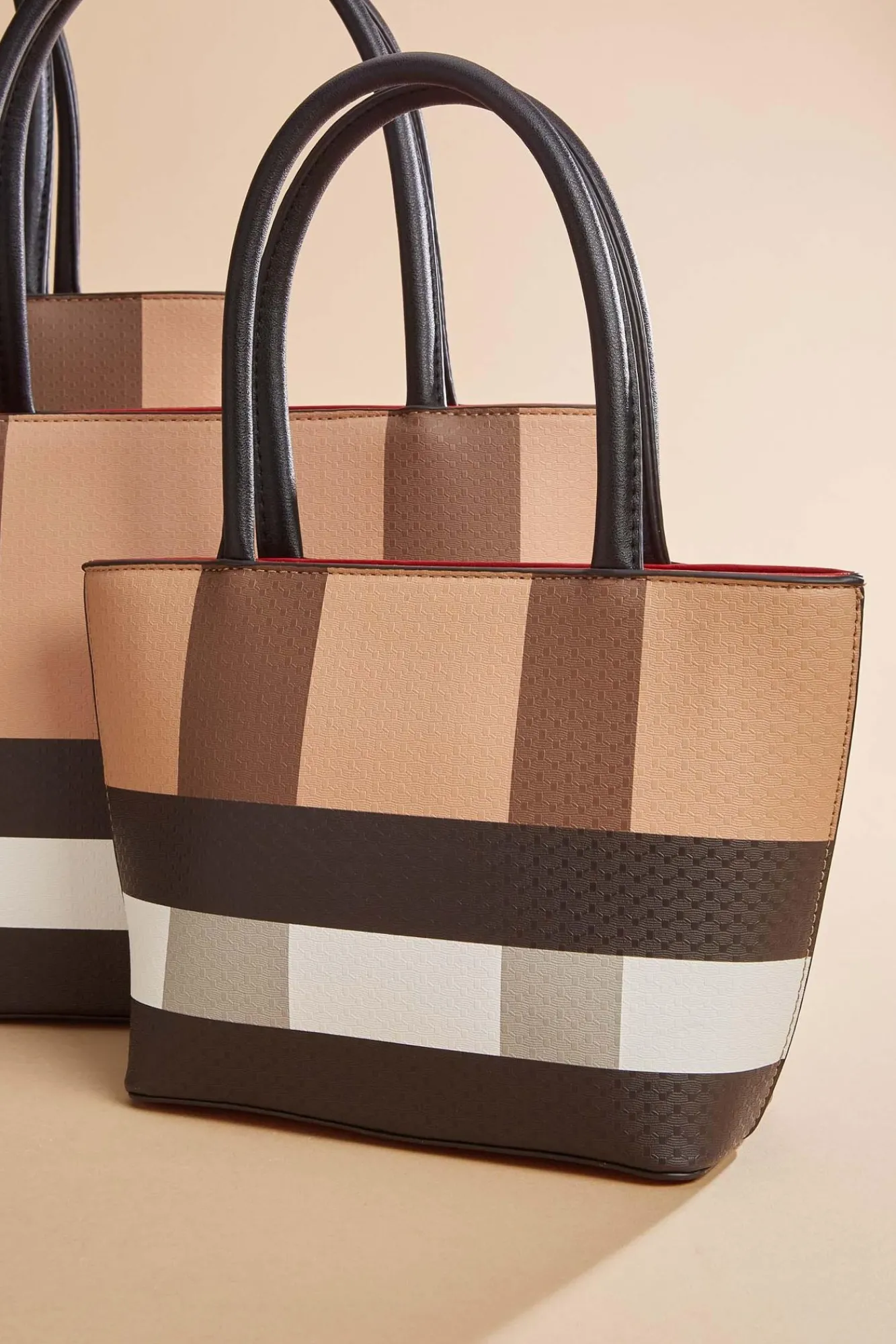 Women Versona Plaid Print Bag Set