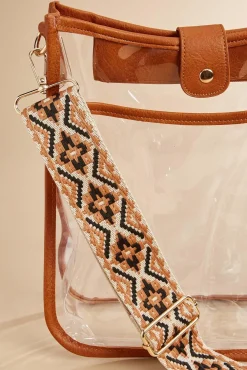 Women Versona Printed Strap Clear Bag