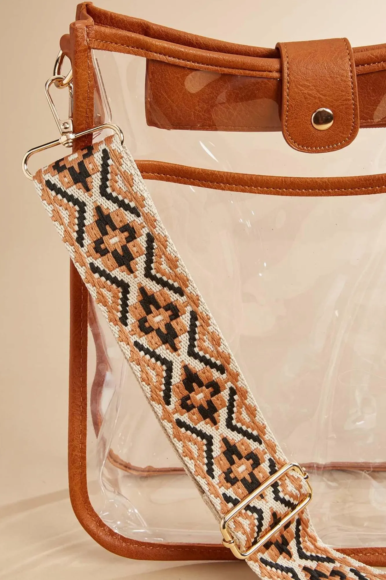 Women Versona Printed Strap Clear Bag