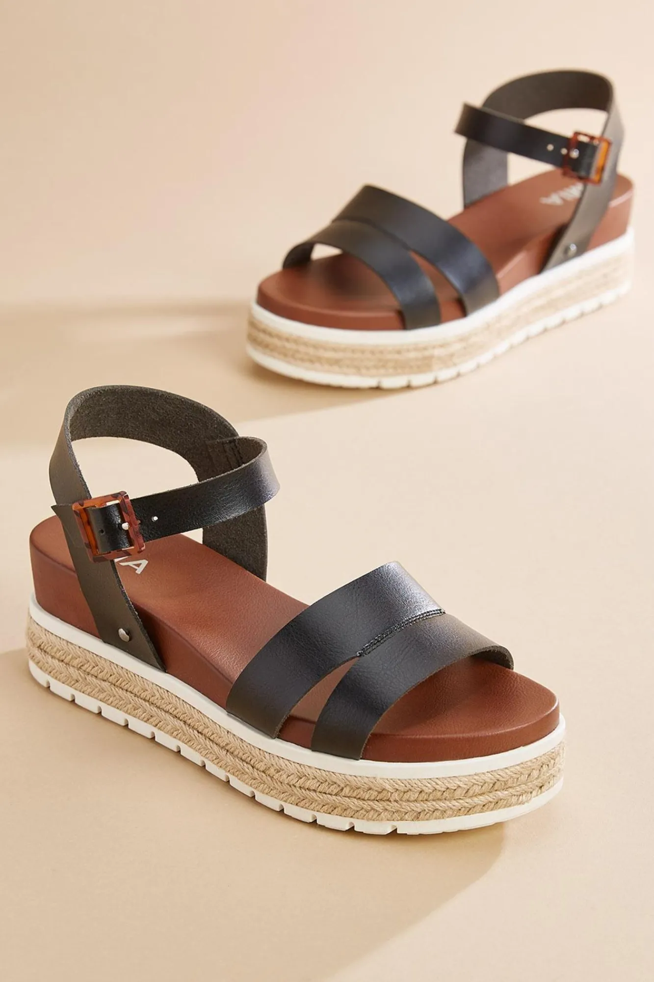 Women Versona Raffia Flatform Faux Leather Sandals