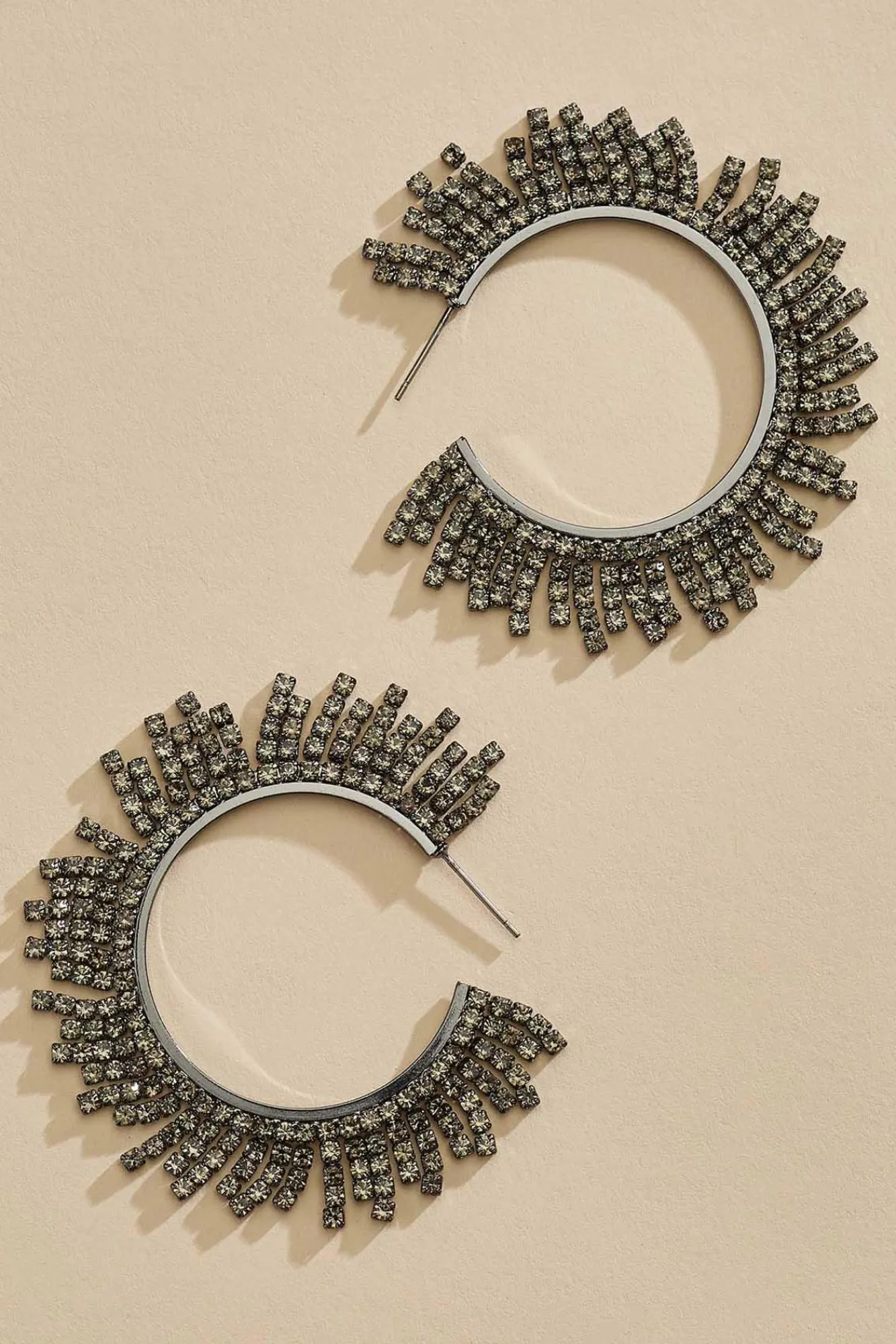 Women Versona Rhinestone Fringe Hoop Earrings