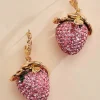 Women Versona Sparkling Strawberry Dangly Earrings
