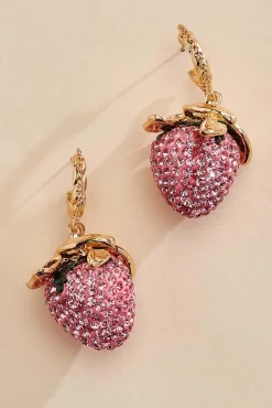 Women Versona Sparkling Strawberry Dangly Earrings