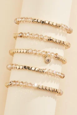 Women Versona Square Beaded Stretch Bracelet Set