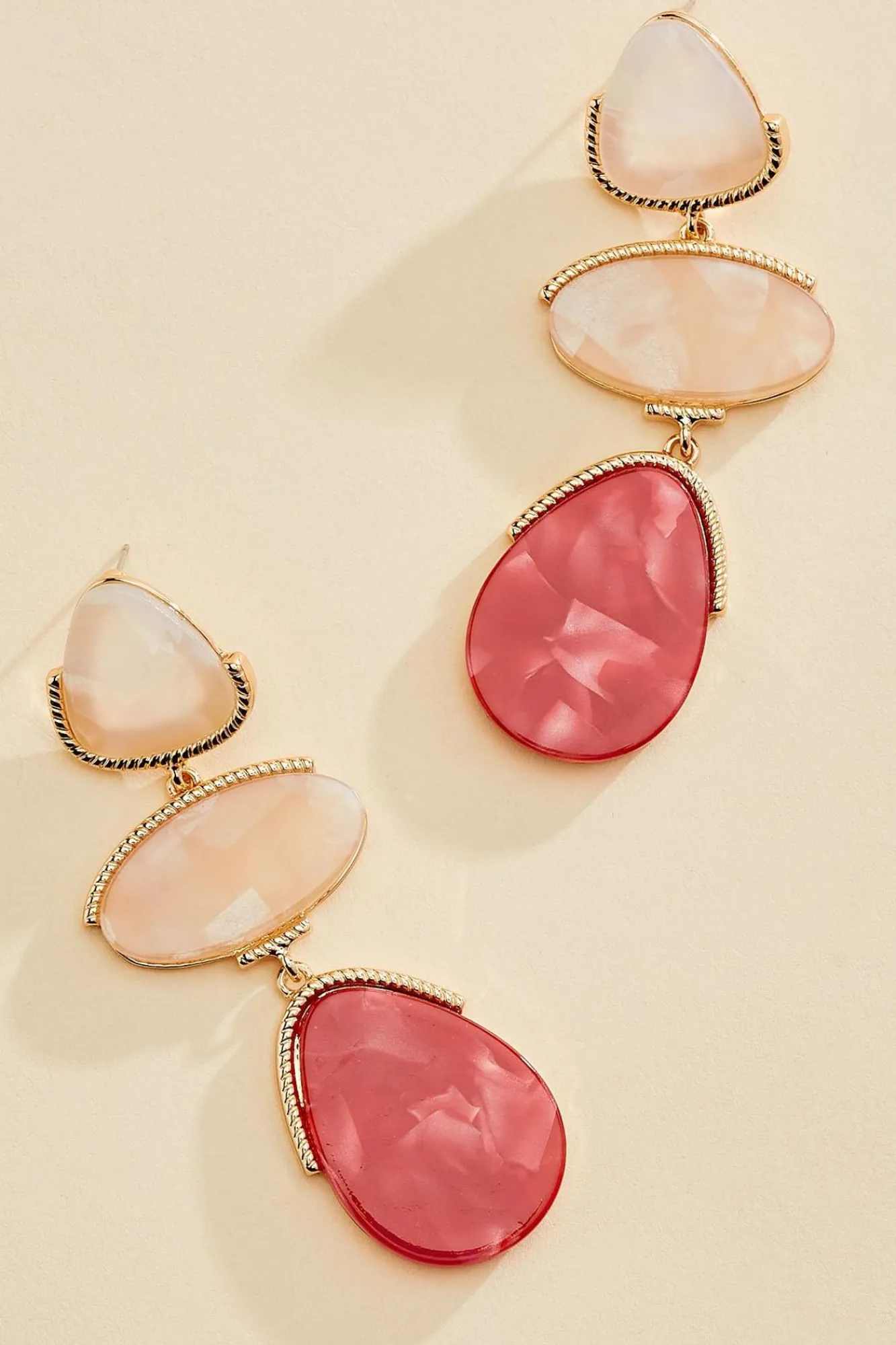 Women Versona Tiered Lucite Stone Earrings
