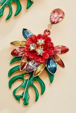 Women Versona Tropical Palm Leaf Earrings