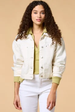 Women Versona White Flag Denim Jacket