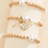 Women Versona Wood Bead Charm Bracelet Set