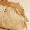 Women Versona Wood Frame Straw Crossbody