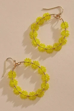 Women Versona Yellow Beaded Dangle Earrings